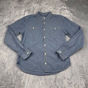 GAP 1969 Shirt Men's L Cotton Blue Button Up Long Sleeve Classic Fit